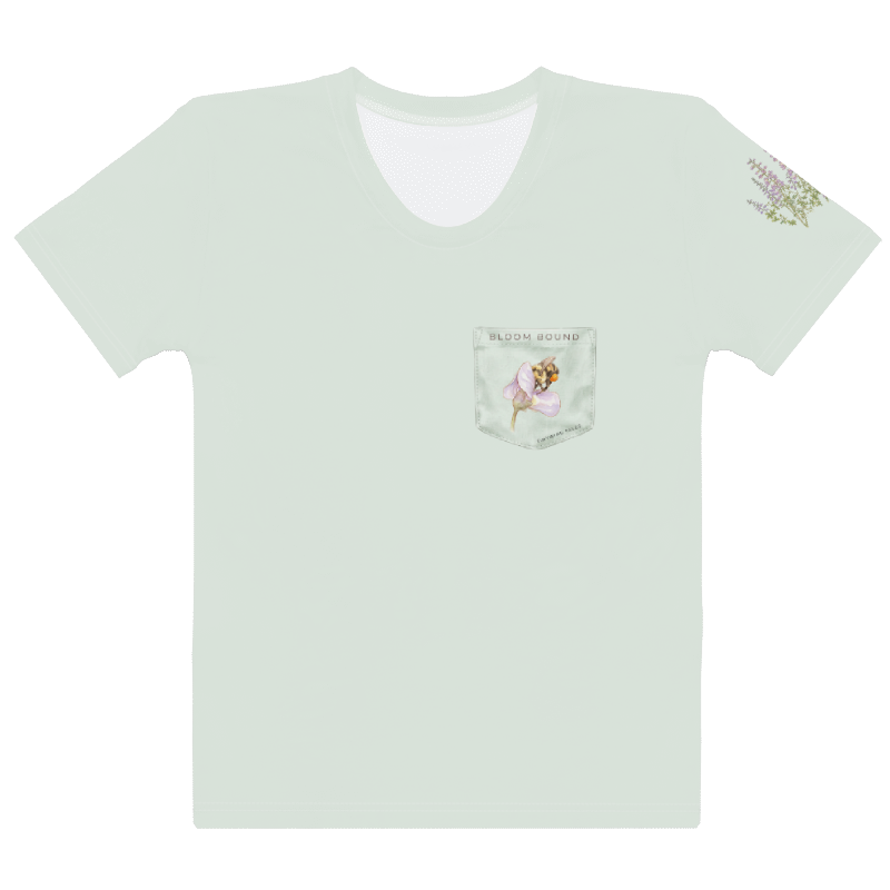 Light green t-shirt with a pocket design on a white background