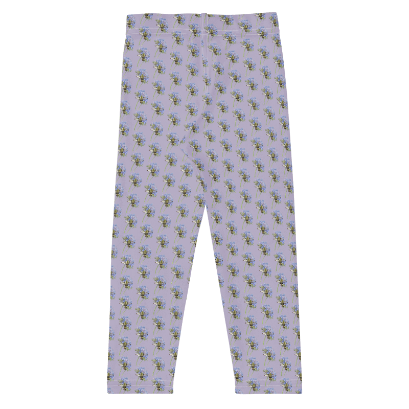 Back view Tinywing Tales hummingbird print leggings made of smooth, stretchy fabric for active play.