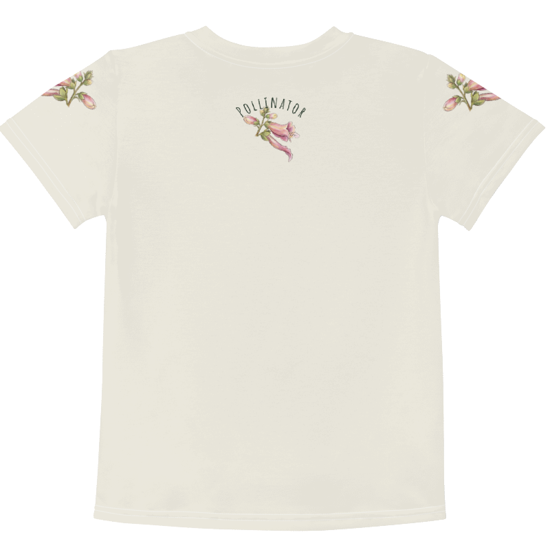 Back View  Kids Floral | Bee Tee |Golden Dust: "Small Bee, Big Job" Performance Tee 