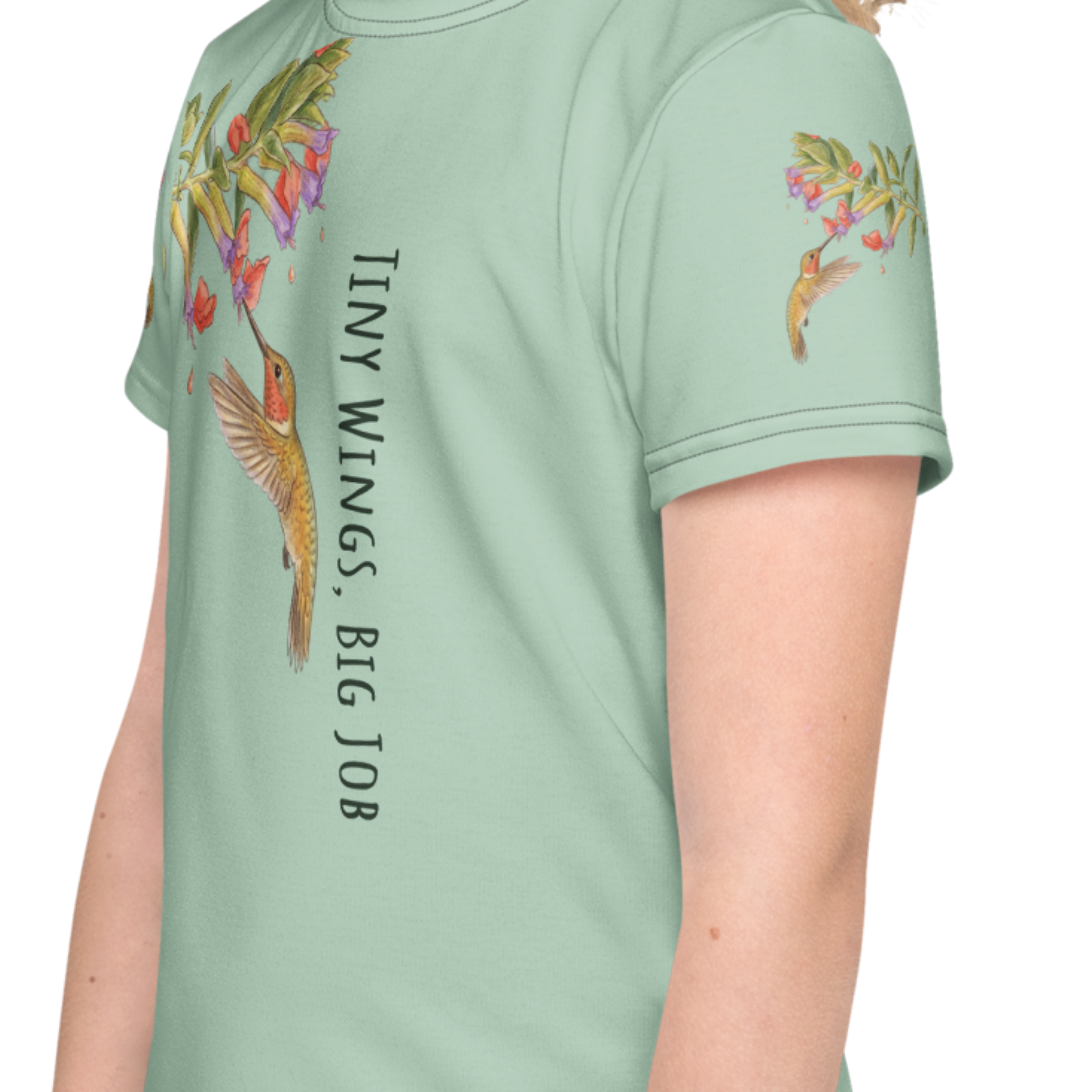 Tiny Wings Big Job AoP Hummingbird Toddler Tee | Tinywing Tales