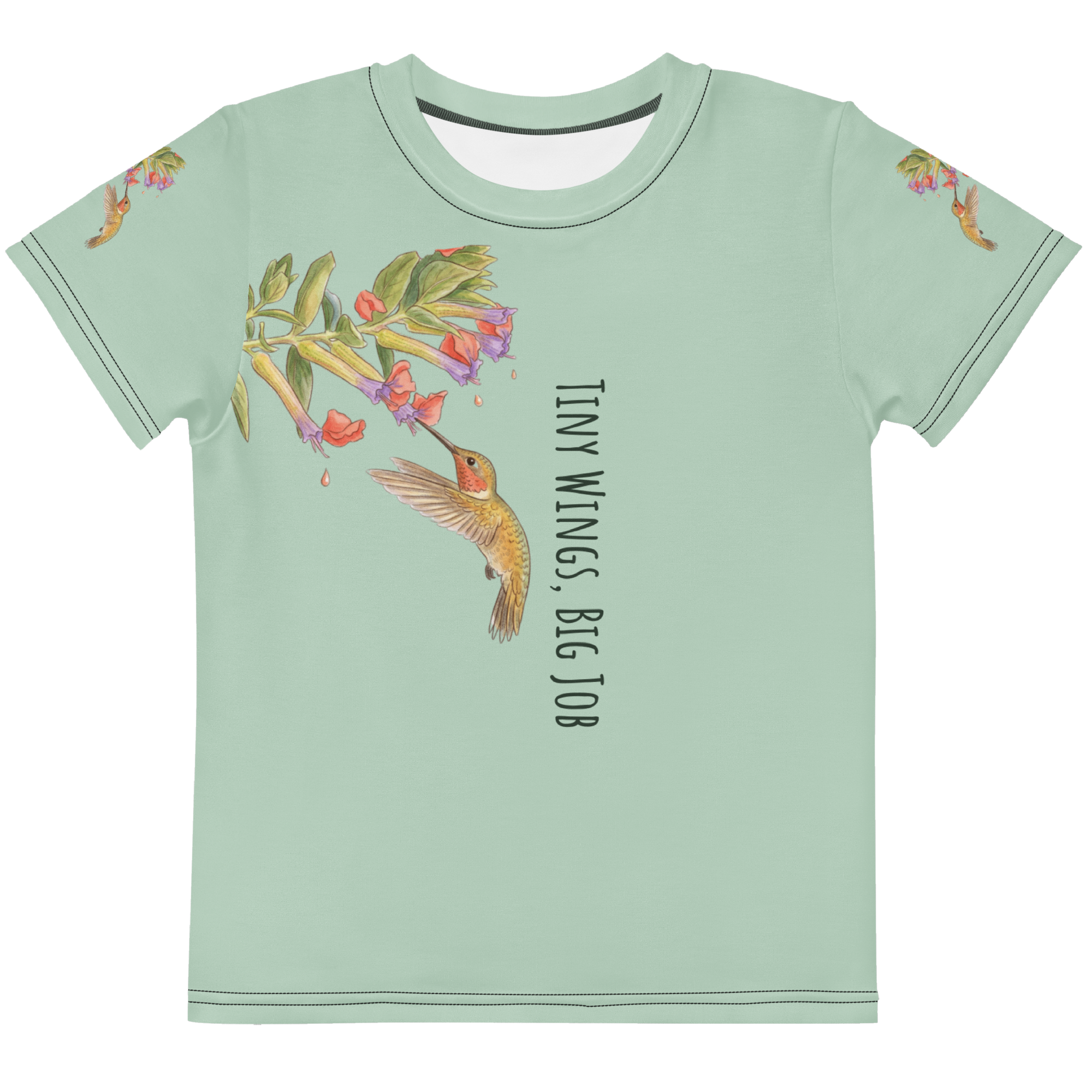 Tiny Wings Big Job AoP Hummingbird Toddler Tee | Tinywing Tales