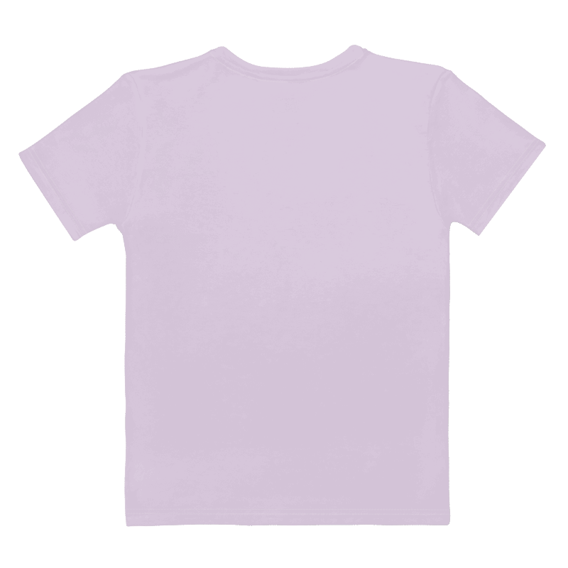 Back view of a light Lavender t-shirt with floral design on front