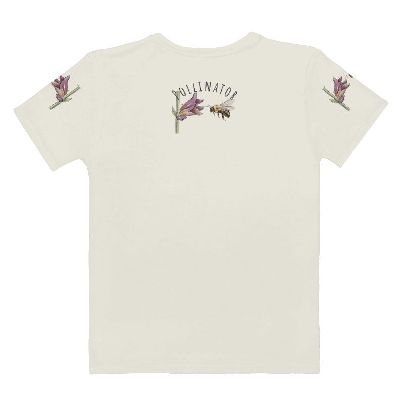 Back view of a Beige t-shirt with Bee and Floral design 