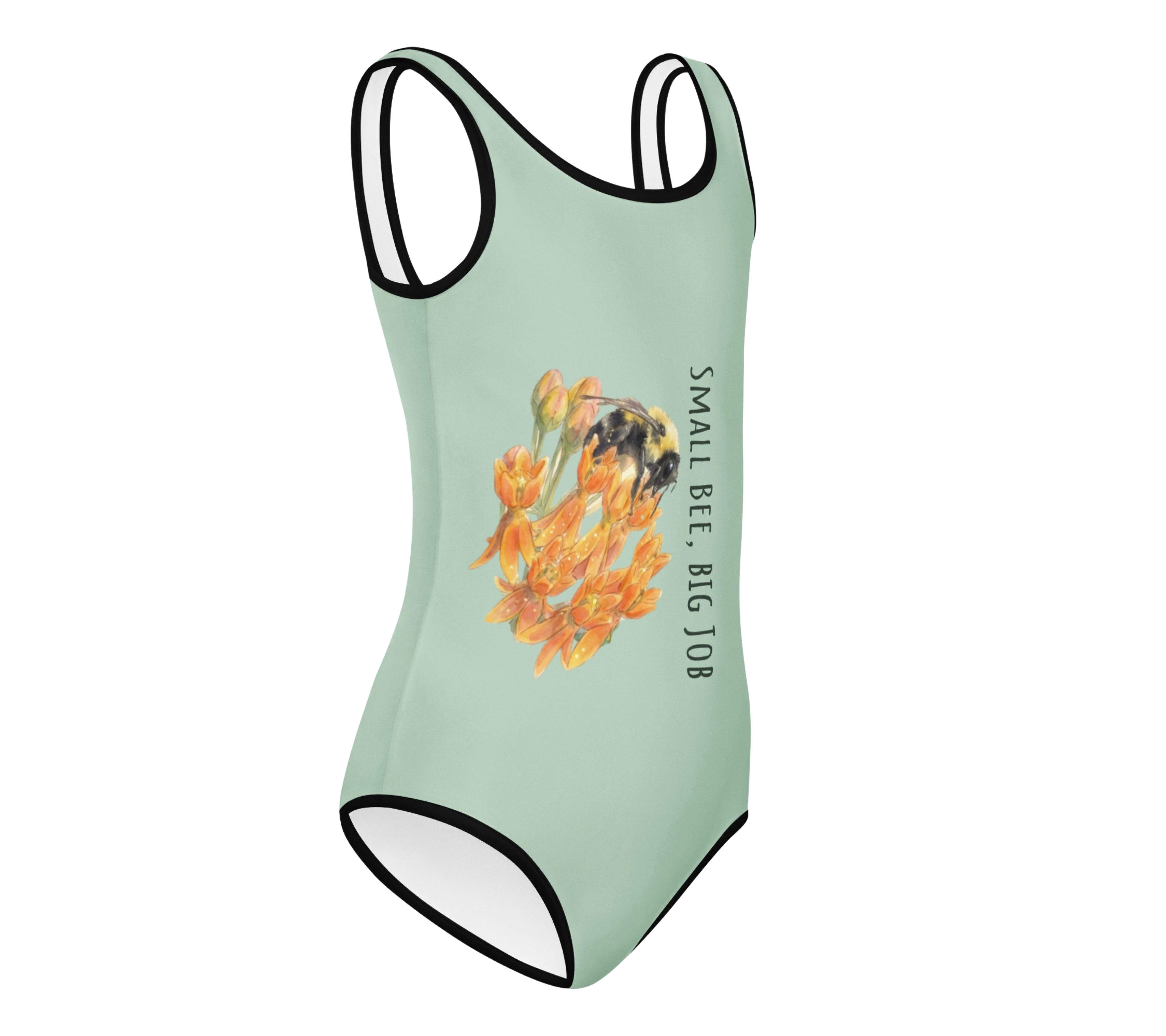 Right view of  a Tinywing Tales: Golden Dust Bumblebee Kids Swimsuit