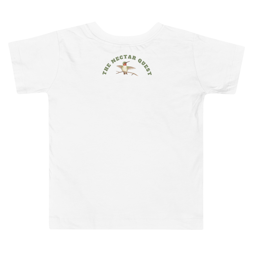 White t-shirt with 'The Nectar Quest' logo on a white background