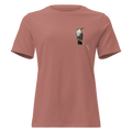 Mauve t-shirt with a hummingbird design on a branch
